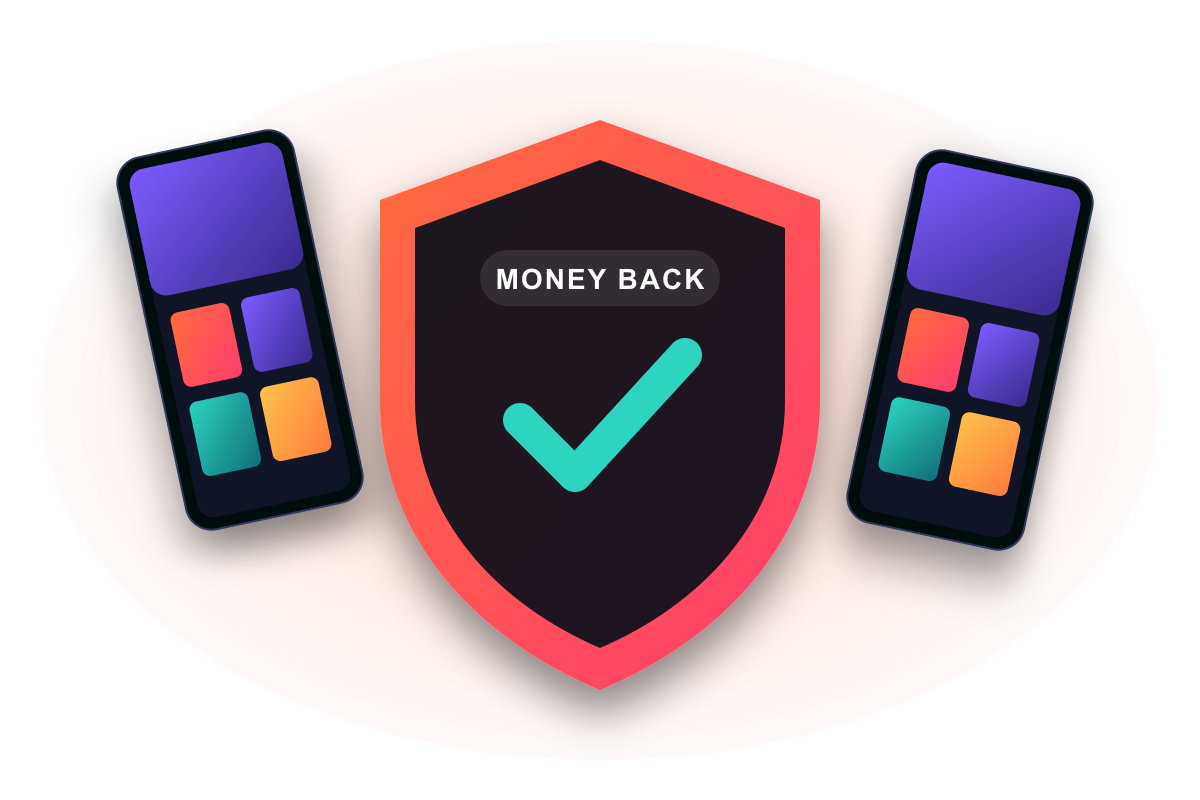 Mega IPTV IPTV money-back guarantee badge with a 7-day refund window